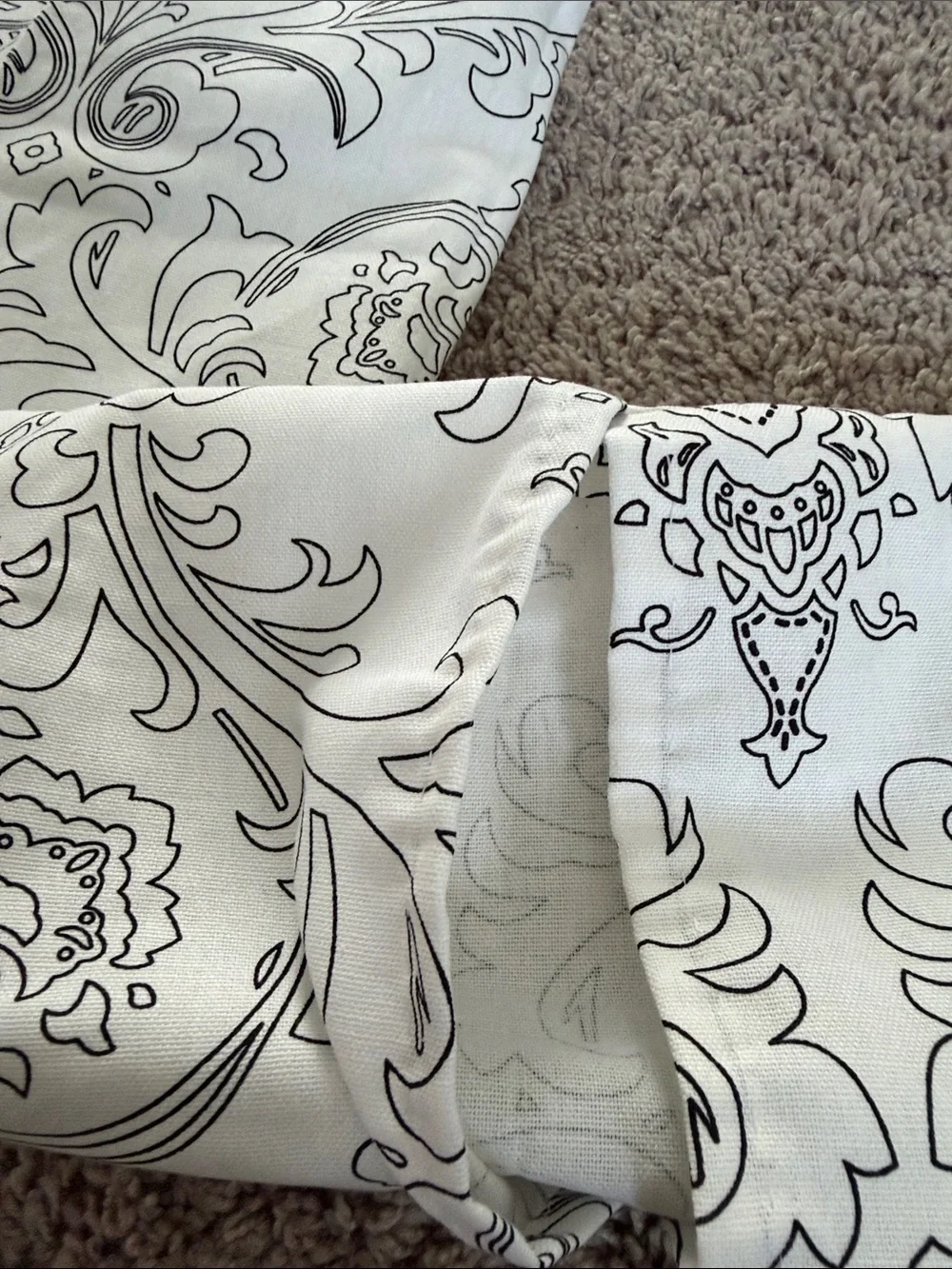Decorative Damask Accent Pillow Covers in White and Gray - Set of 2